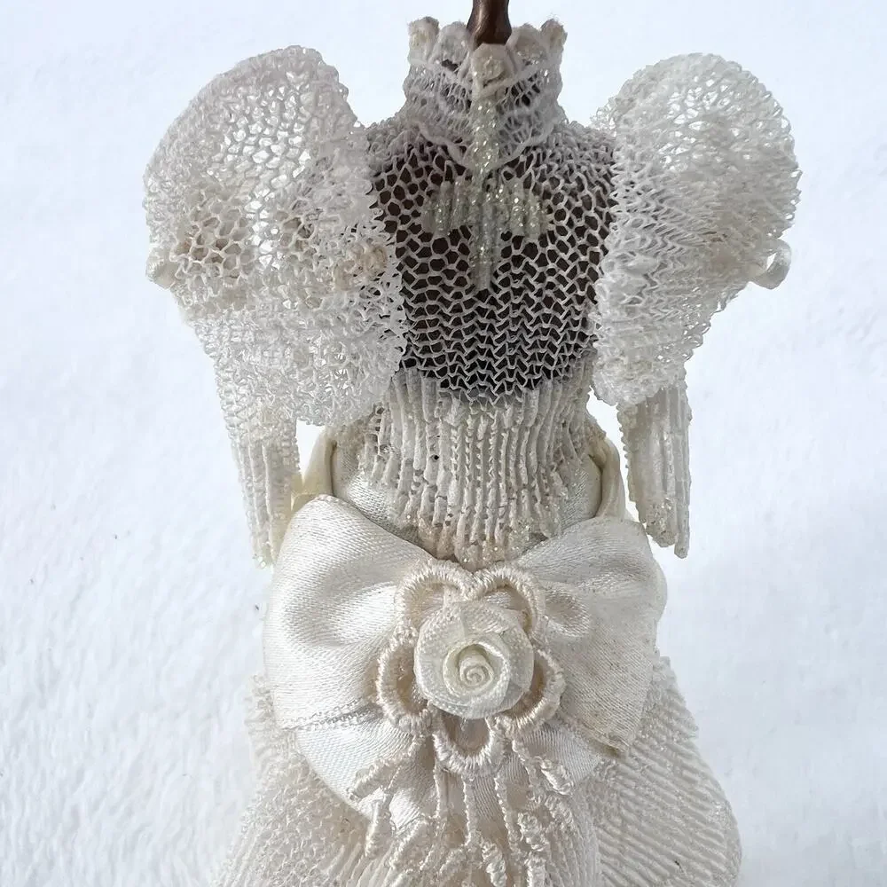 Vintage Victorian Wedding Dress on Mannequin Dollhouse Miniature